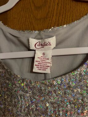 Y2K small Candie's Iridescent Sequin Tank Dress in Silver